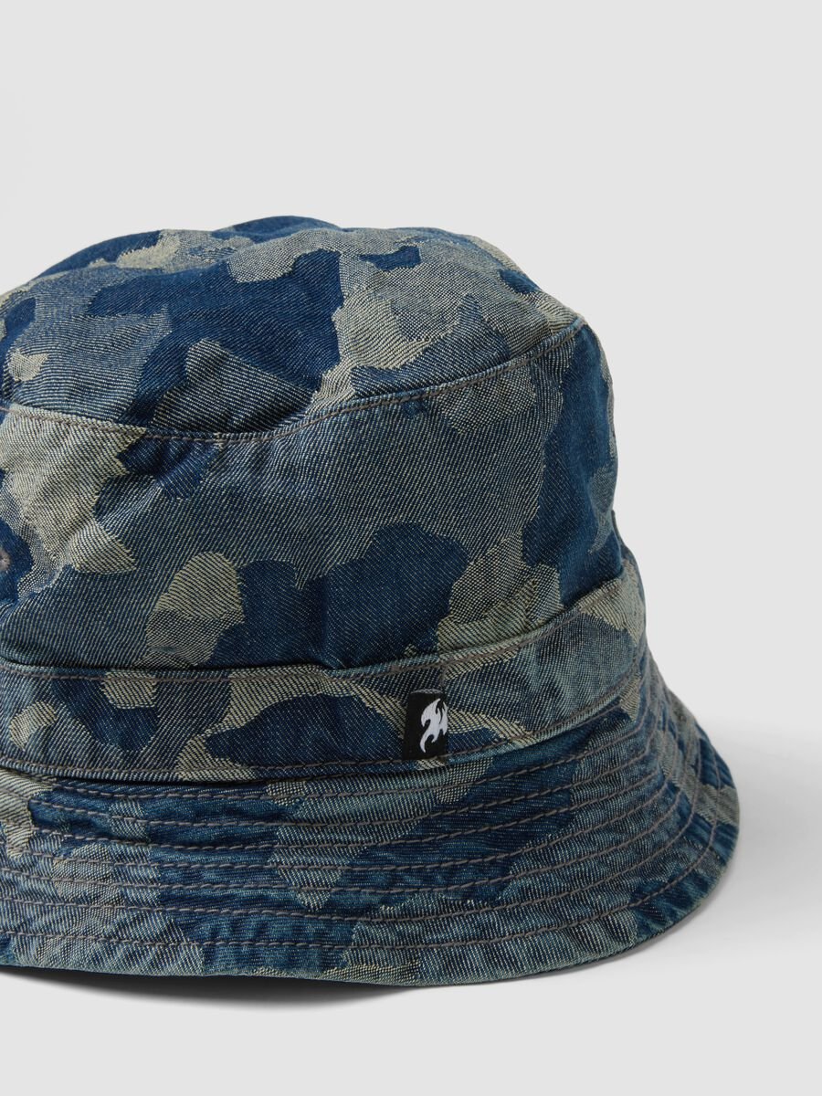 Cappello bucket blu in puro cotone_2