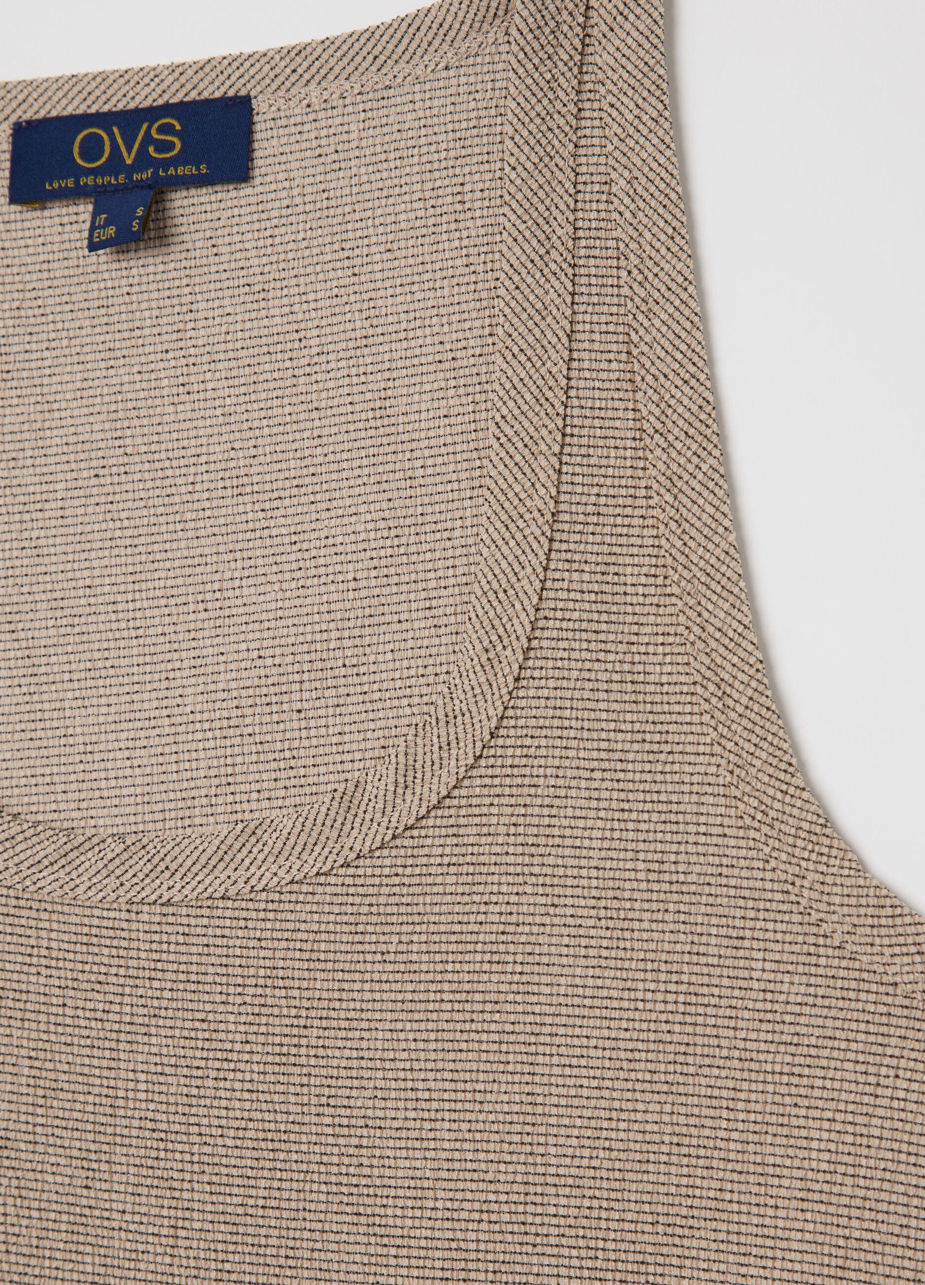 Beige tank top in stretch fabric