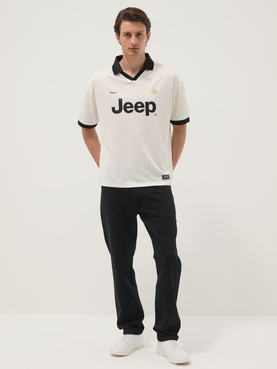 T-shirt bianca regular fit con colletto a contrasto e scritta Jeep regular fit_2