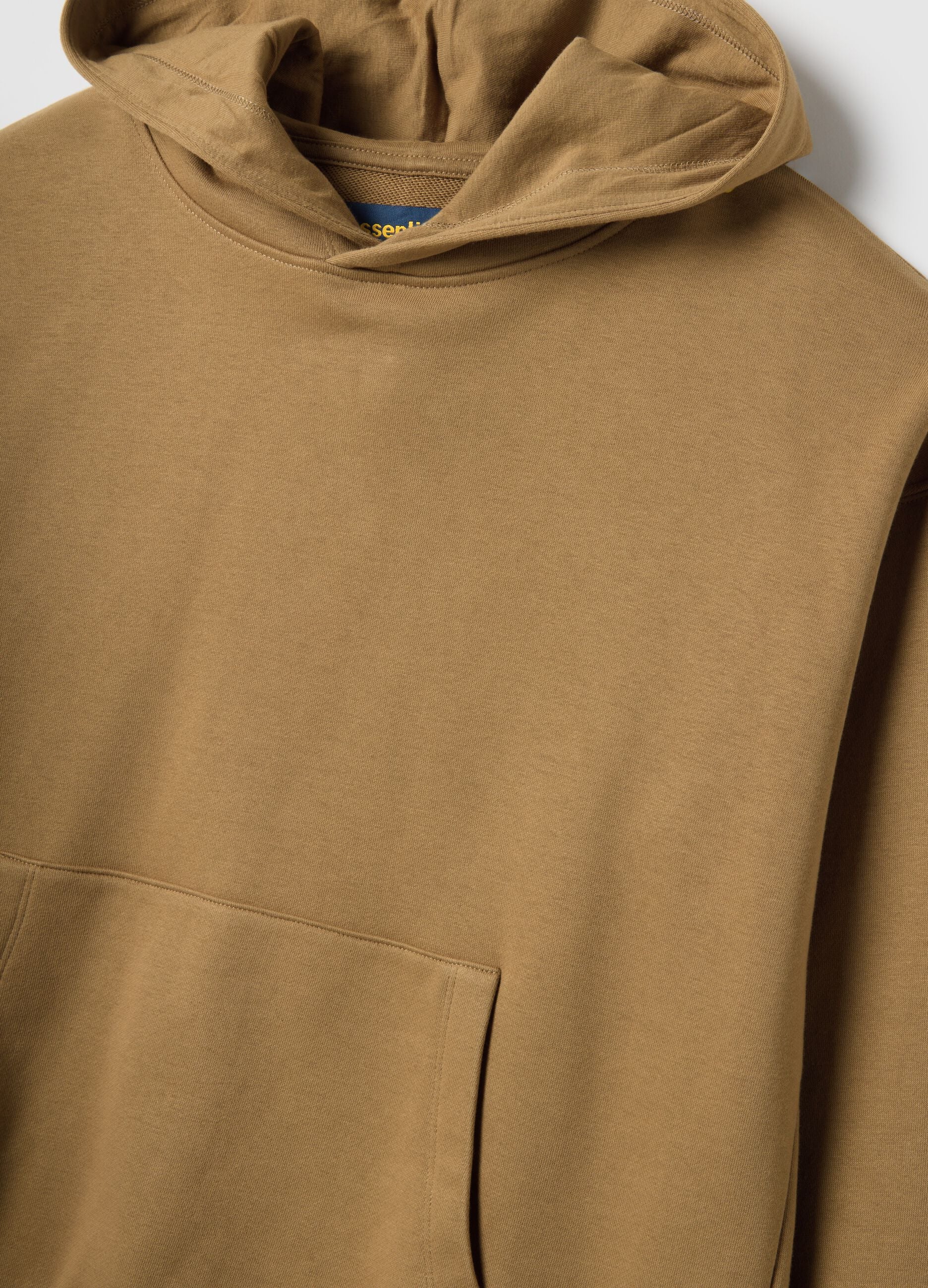 Felpa in misto cotone beige regular fit con cappuccio