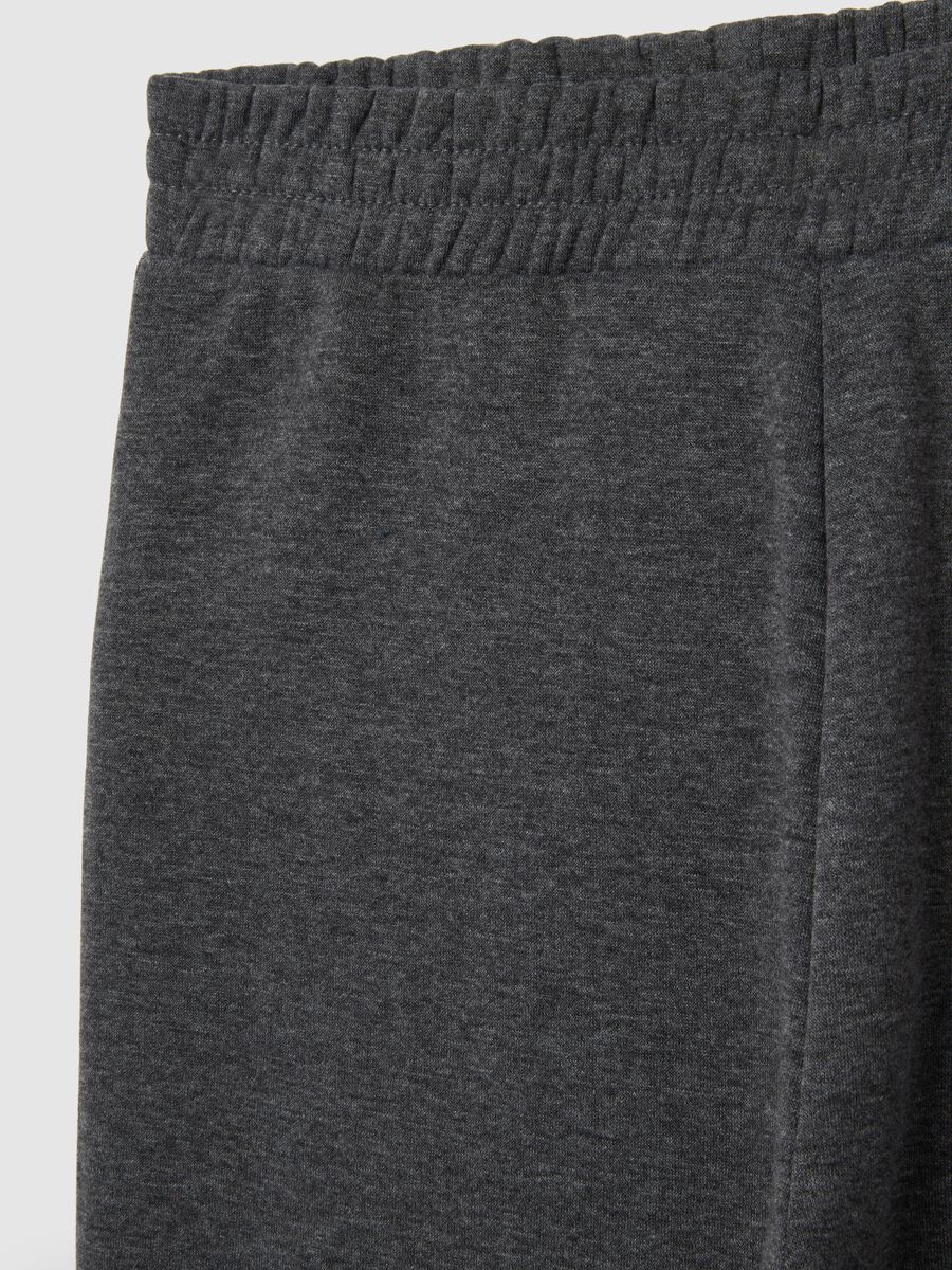 Grey regular fit cotton blend trousers with elasticated waist_1
