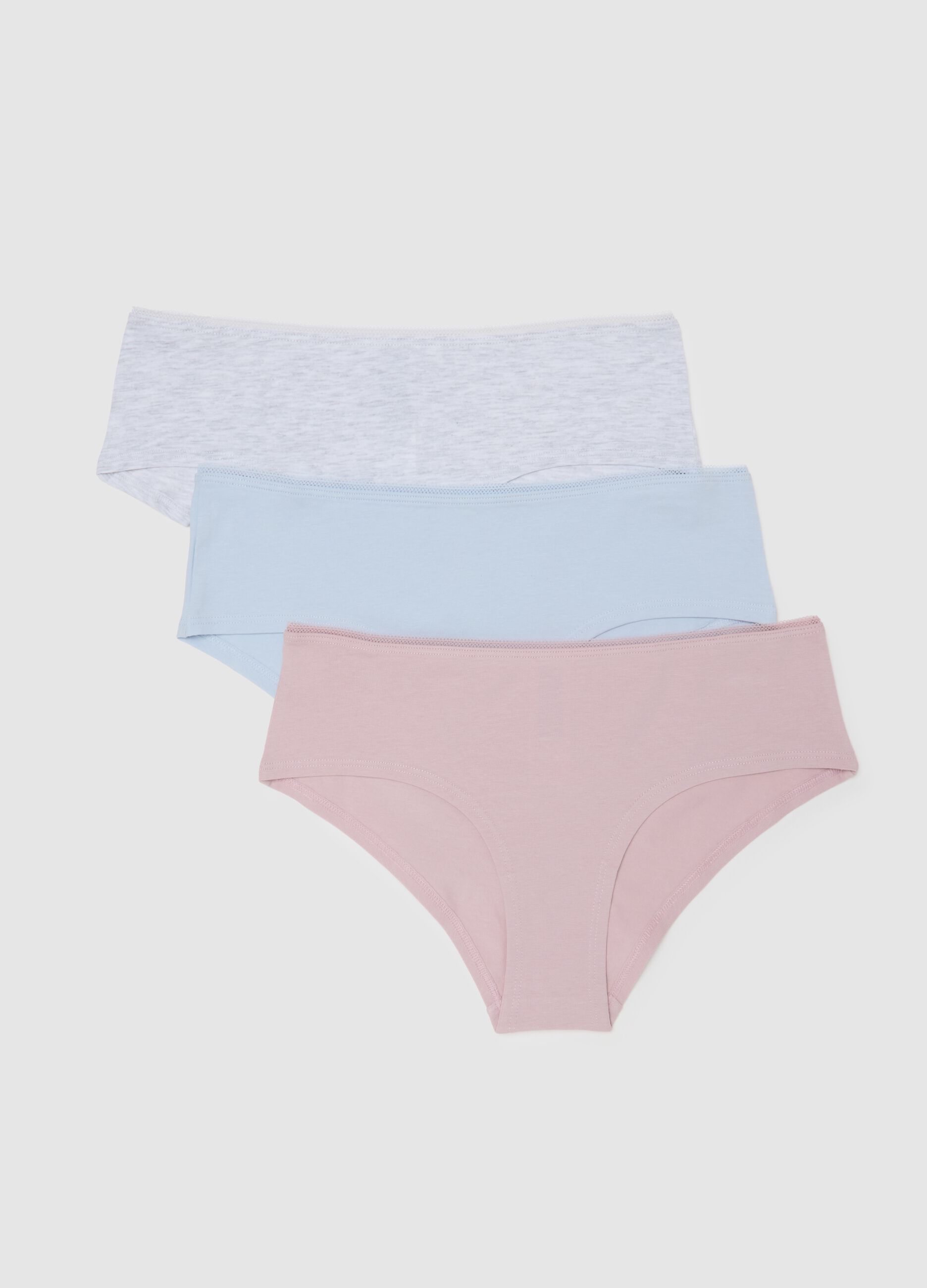 Set of three multicoloured cotton blend regular fit briefs