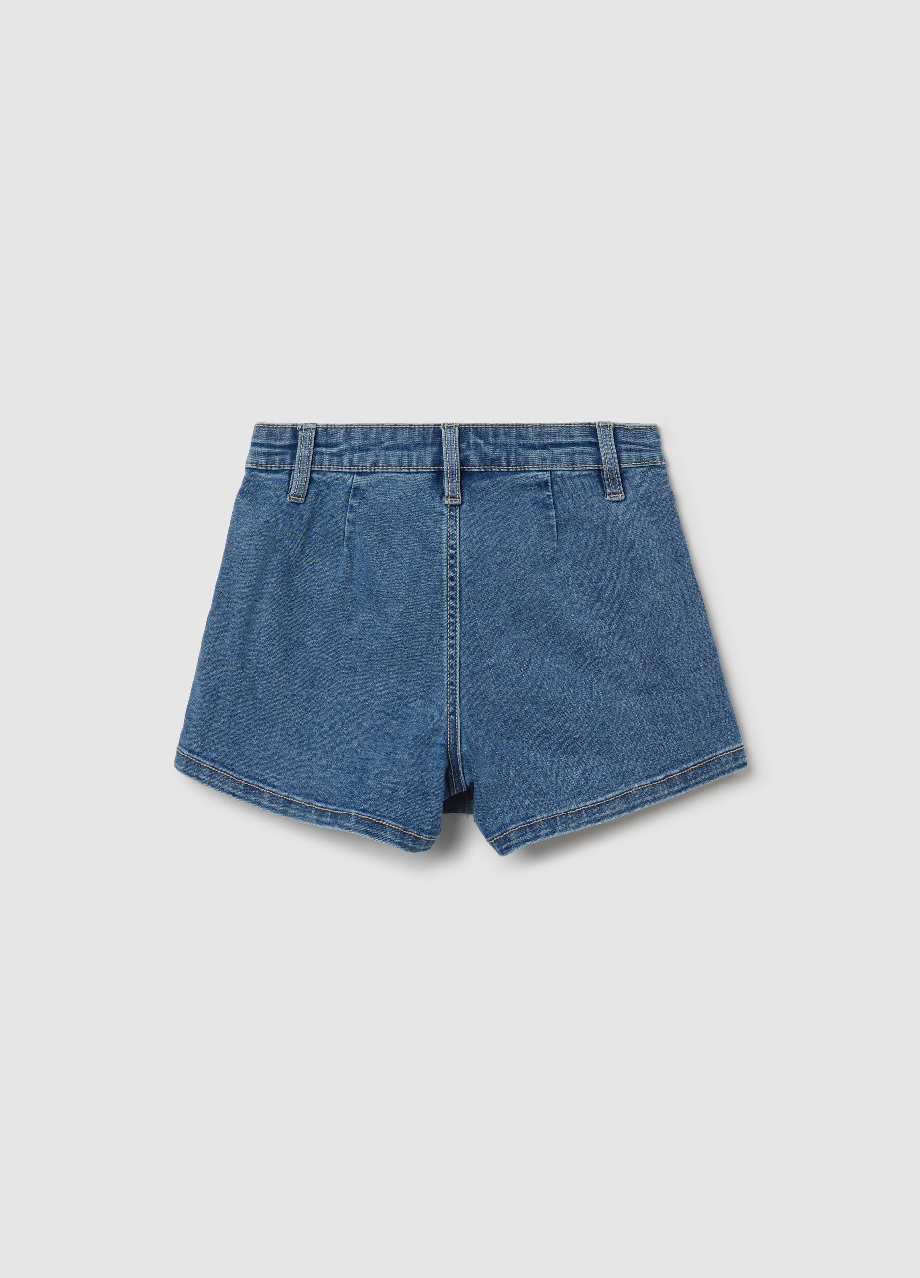 Skorts a pieghe in denim