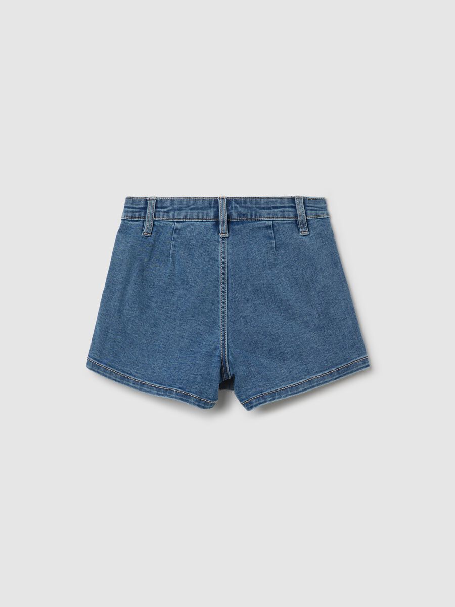 Pleated skorts in denim_4