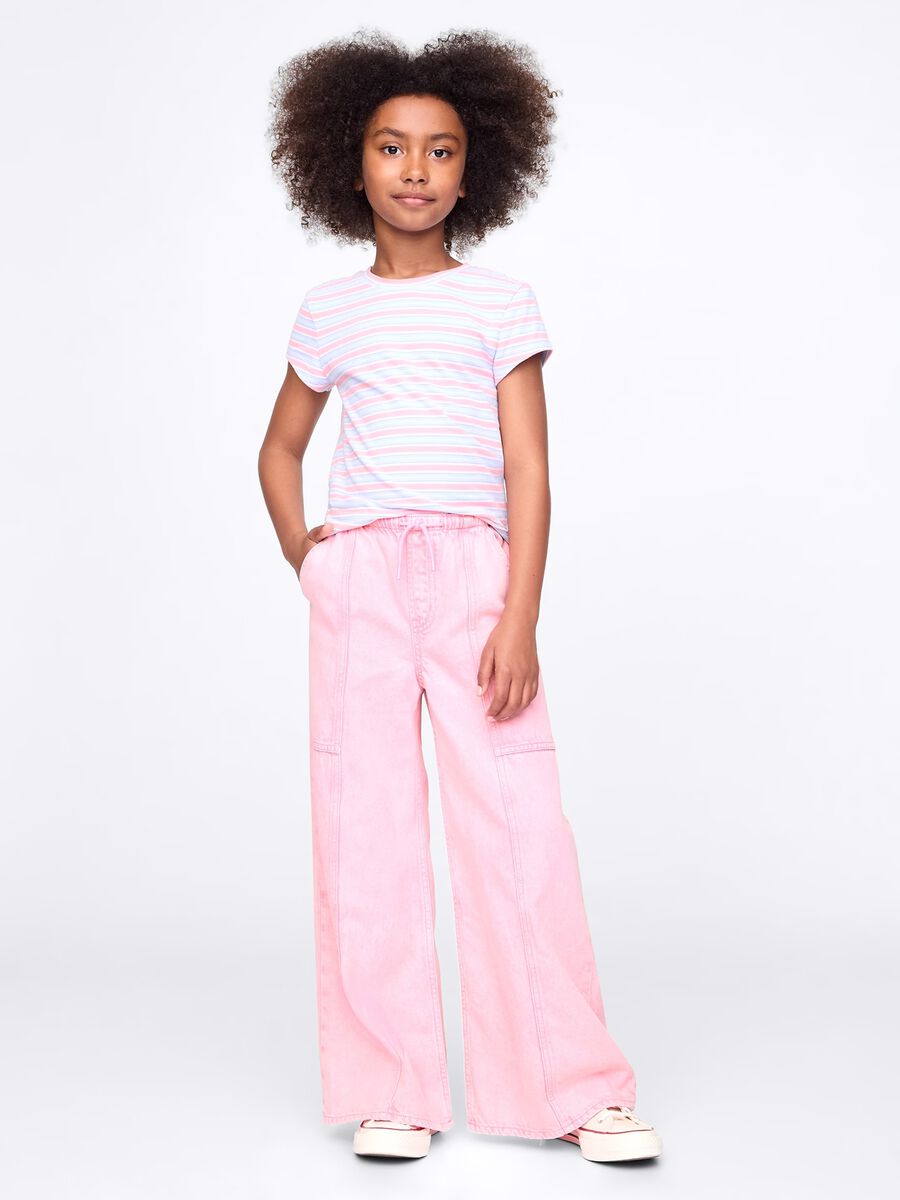 Pink wide-leg trousers with drawstring_0