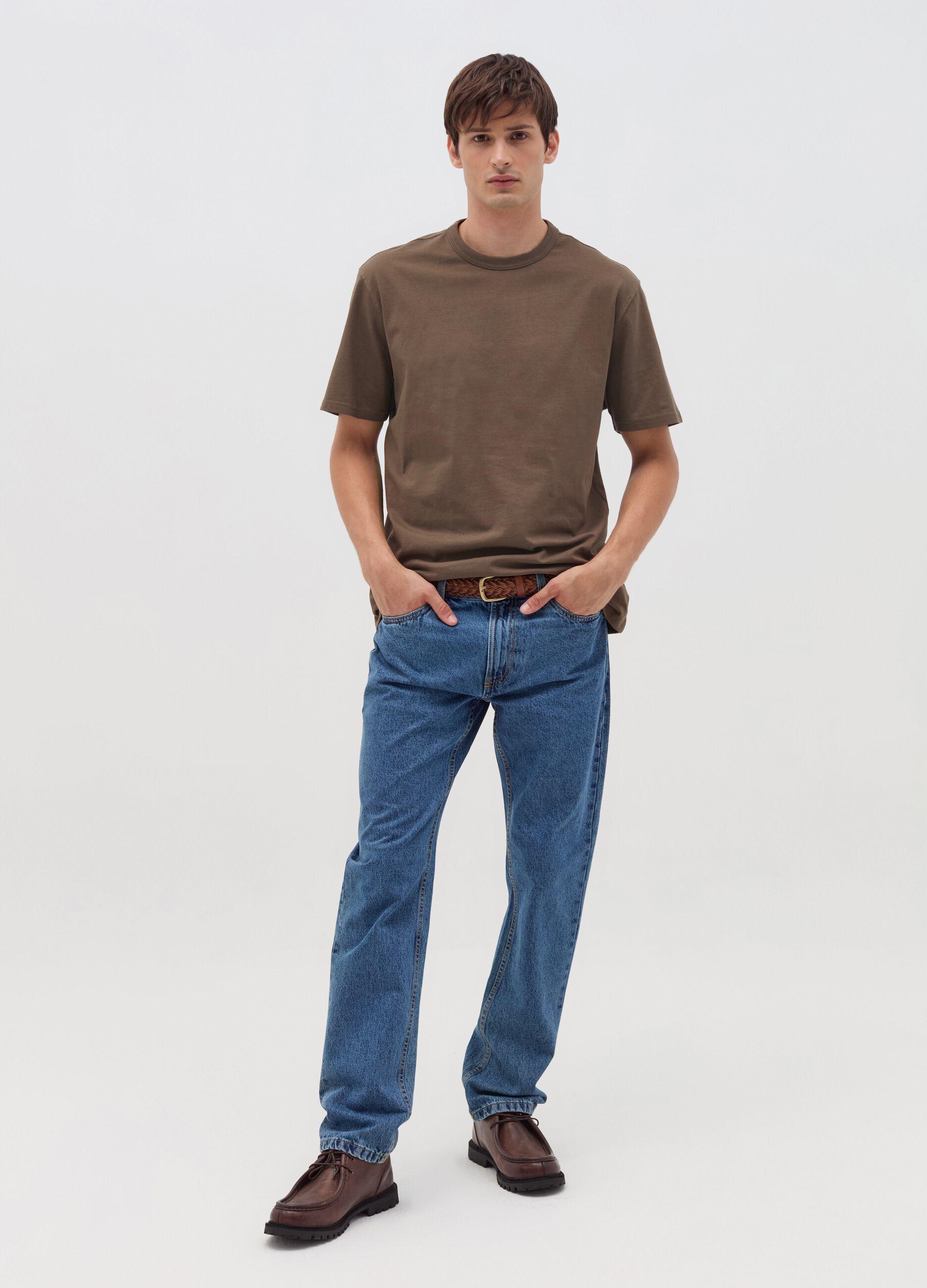 Cotton T-shirt with round neck