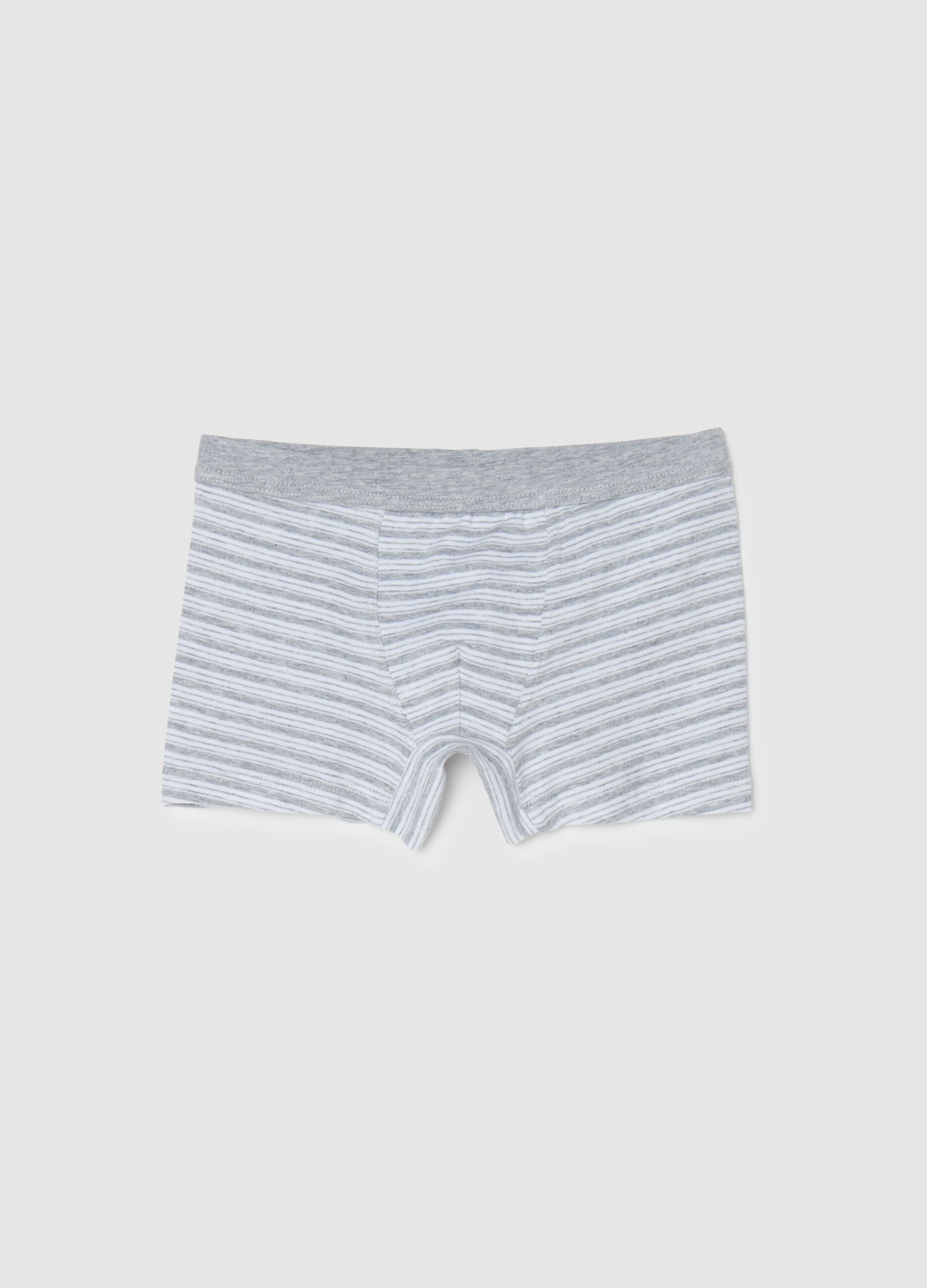 Stretch cotton boxer shorts with striped pattern