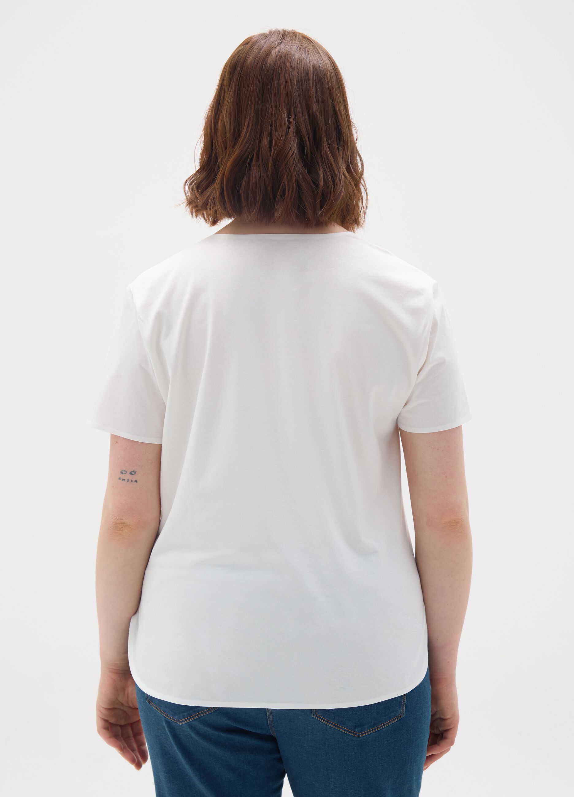 Women's White Stretch Cotton T-shirt