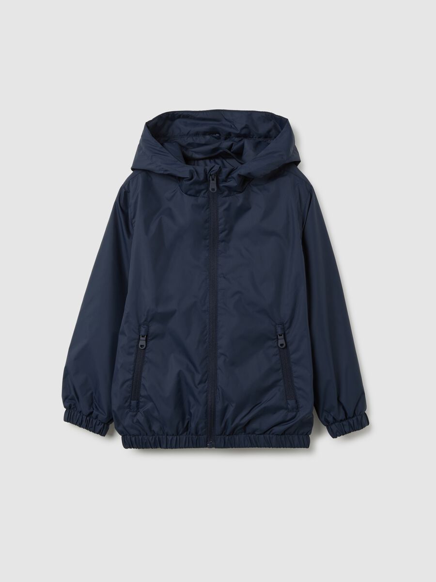 Regular fit blue fabric kids' jacket_0