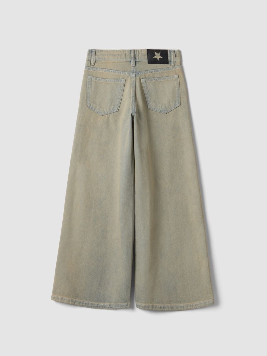 Jeans grigi wide leg in puro cotone per ragazza_1