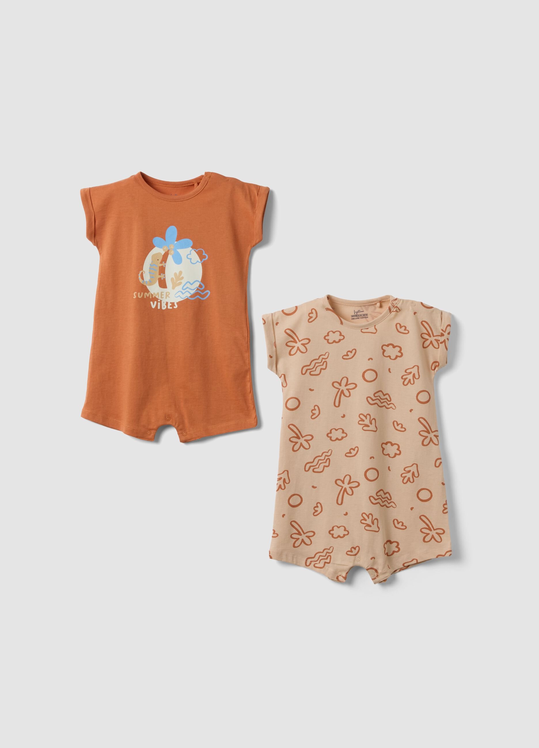Two-pack of orange organic cotton rompers
