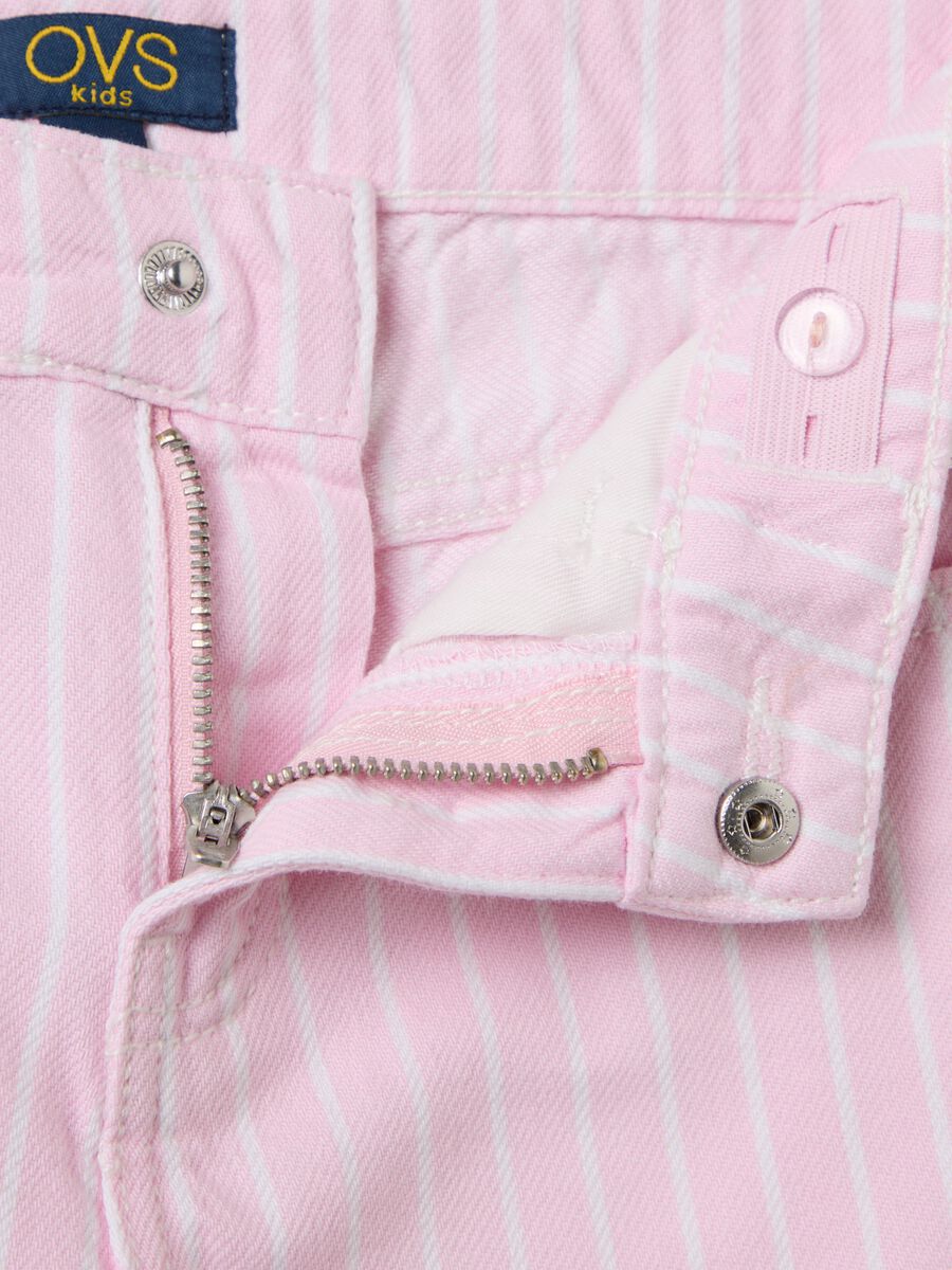 Girls' Cotton Striped Pink Shorts_2