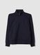 Blue cotton-blend half-zip sweatshirt with crew neck_0