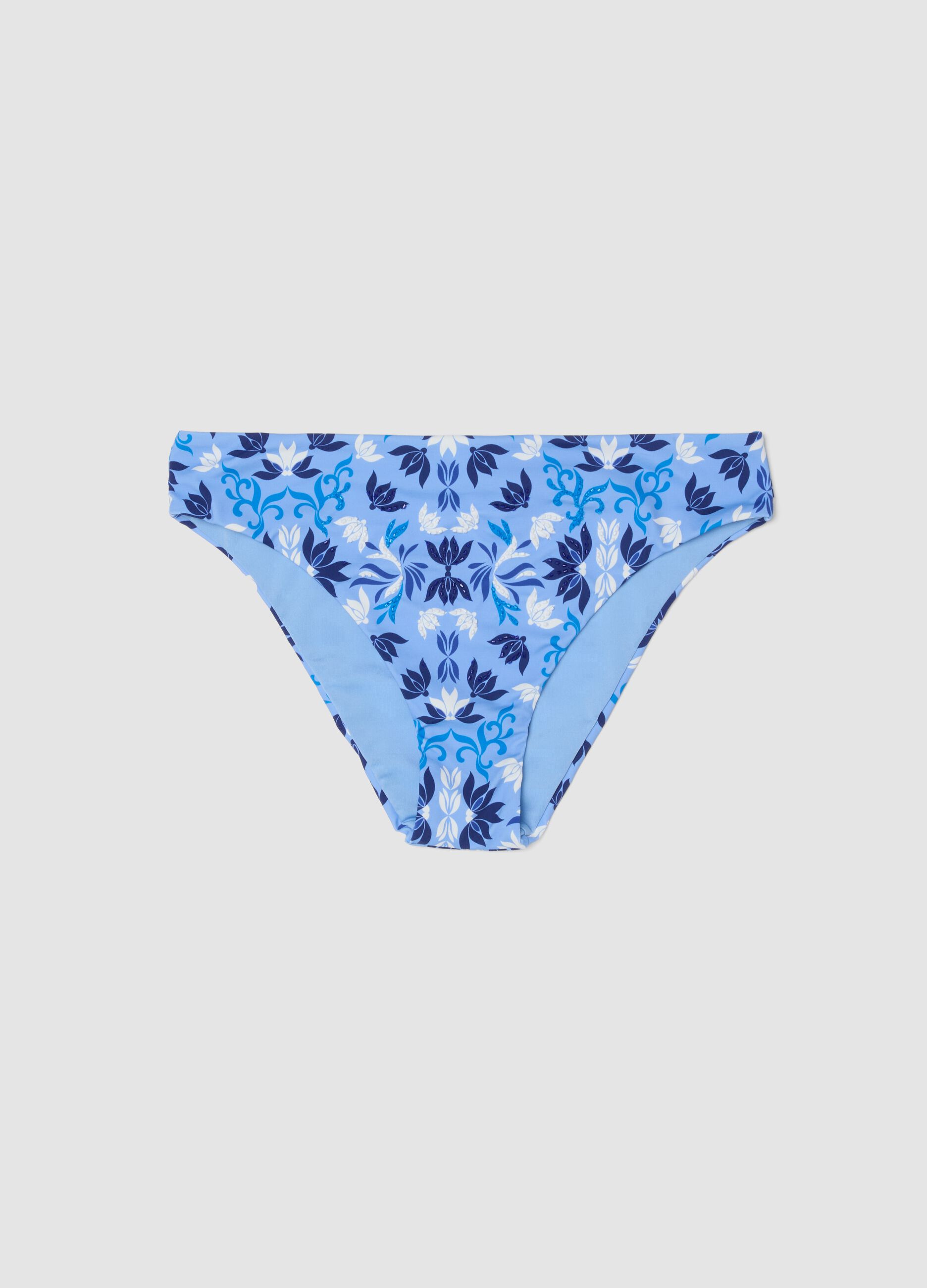 Blue bikini bottoms in stretch fabric
