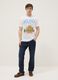 White pure cotton T-shirt with front print, regular fit_0