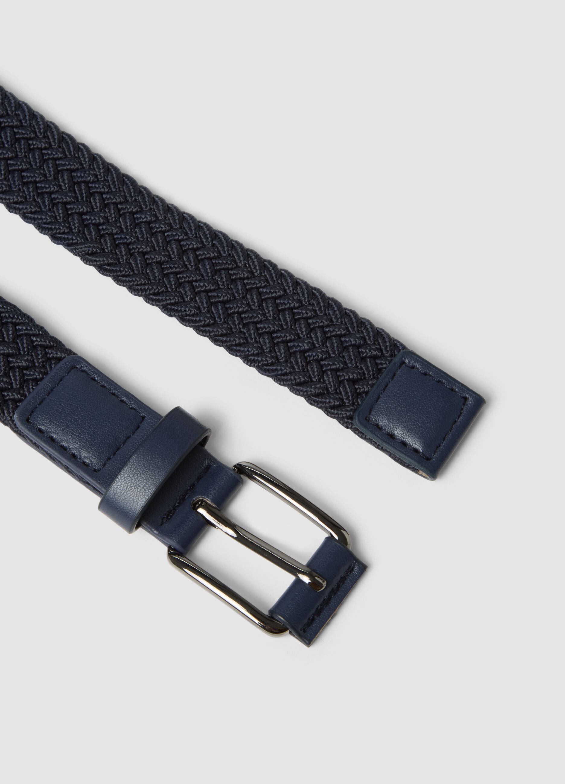 Blue braided belt with buckle