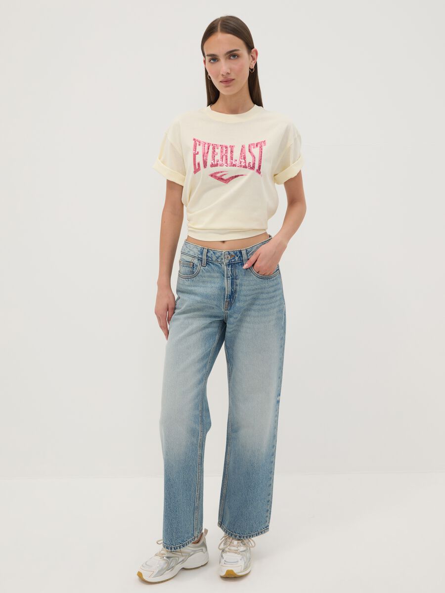 White pure cotton T-shirt with front print, regular fit_2