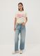 White pure cotton T-shirt with front print, regular fit_1