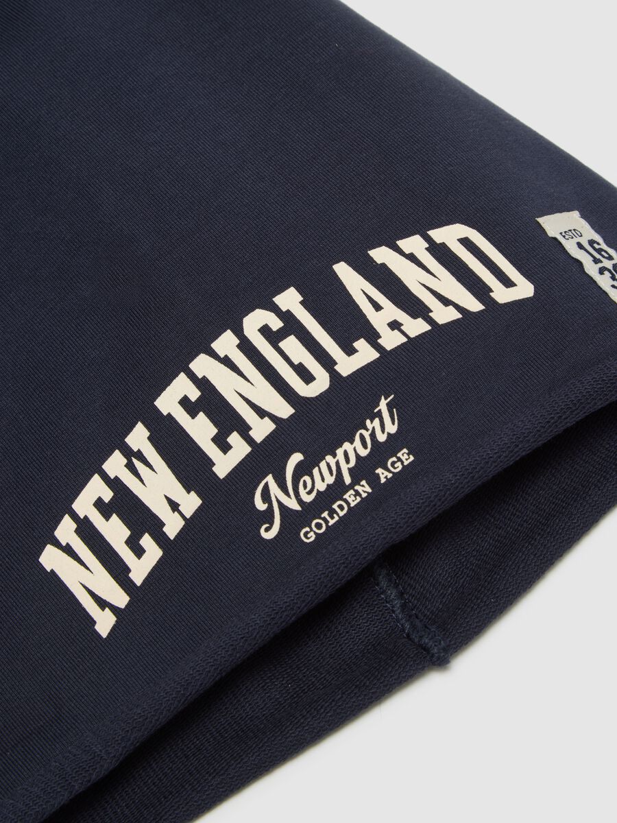 Blue cotton blend regular fit children's hat with lettering_2