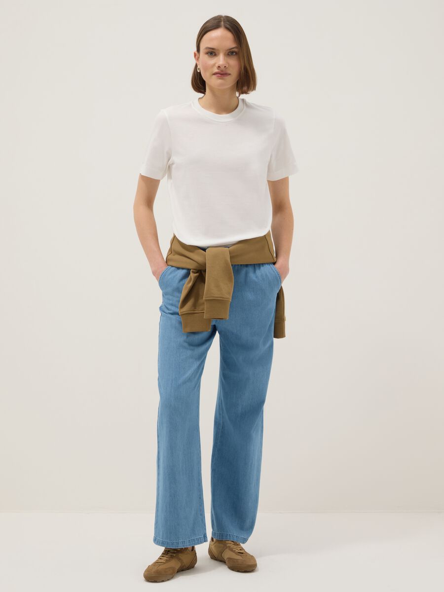 T-shirt bianca girocollo in puro cotone italiano regular fit_1