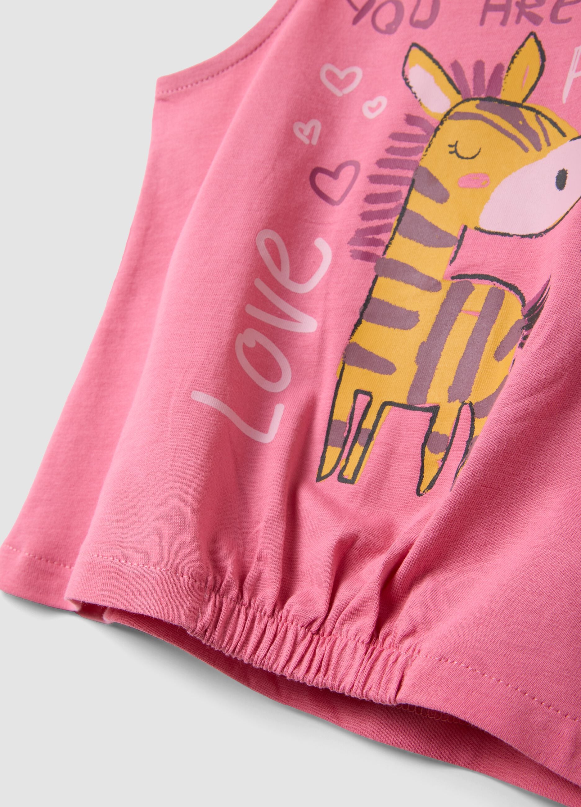 Pink pure cotton set with top and shorts
