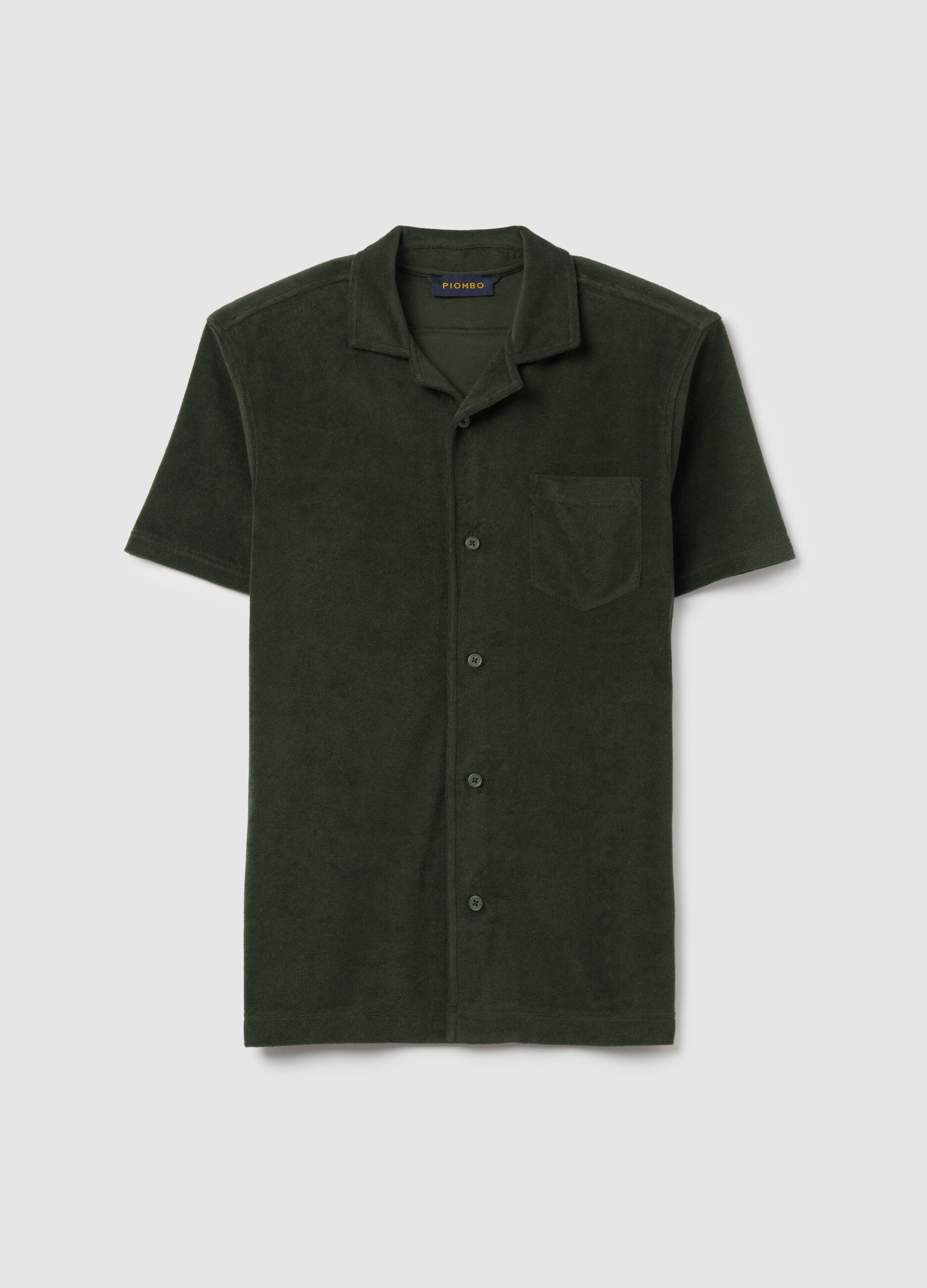 Polo camicia in ciniglia con tasca
