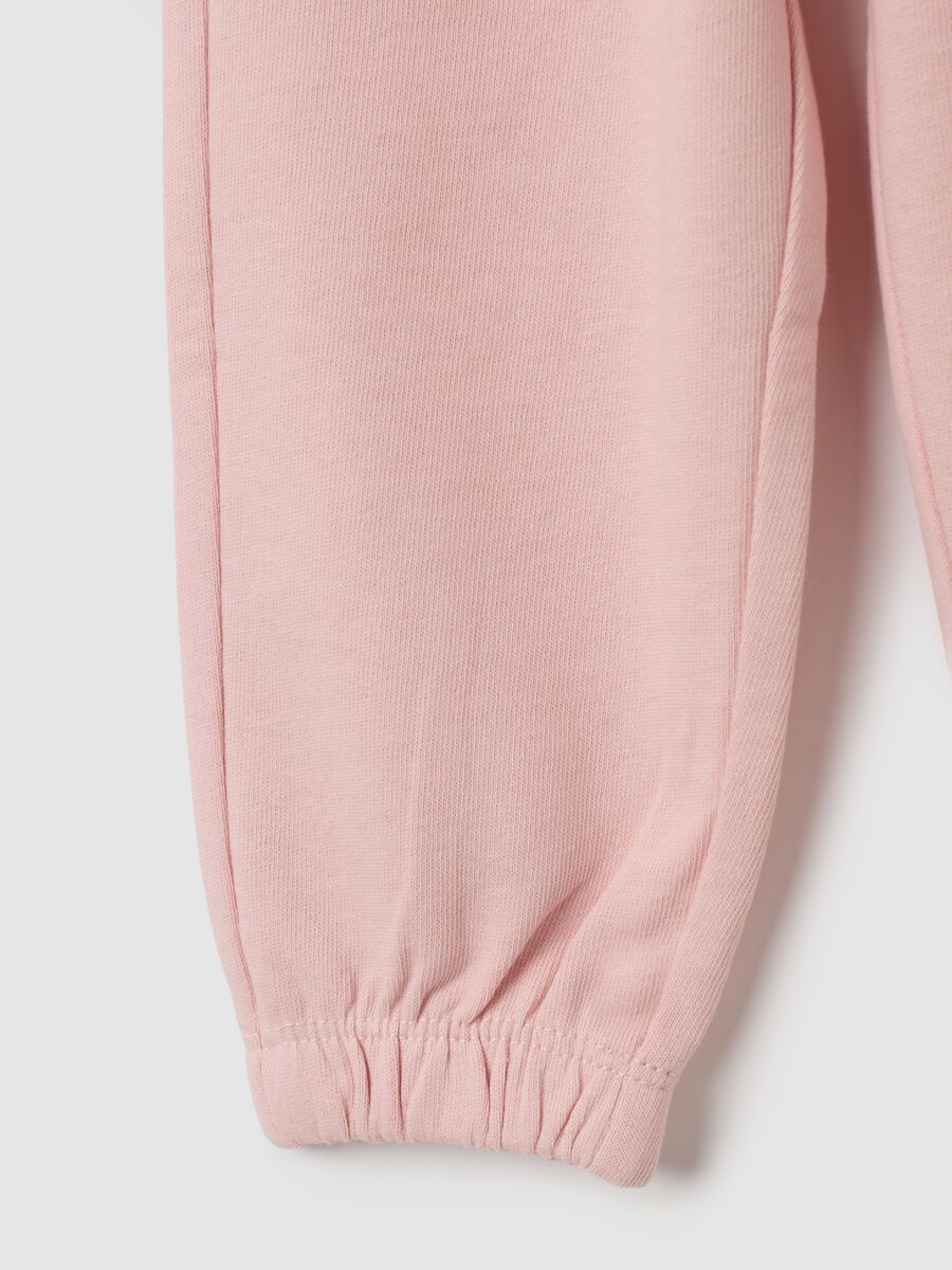 Pantaloni jogger da bambina in puro cotone rosa_3
