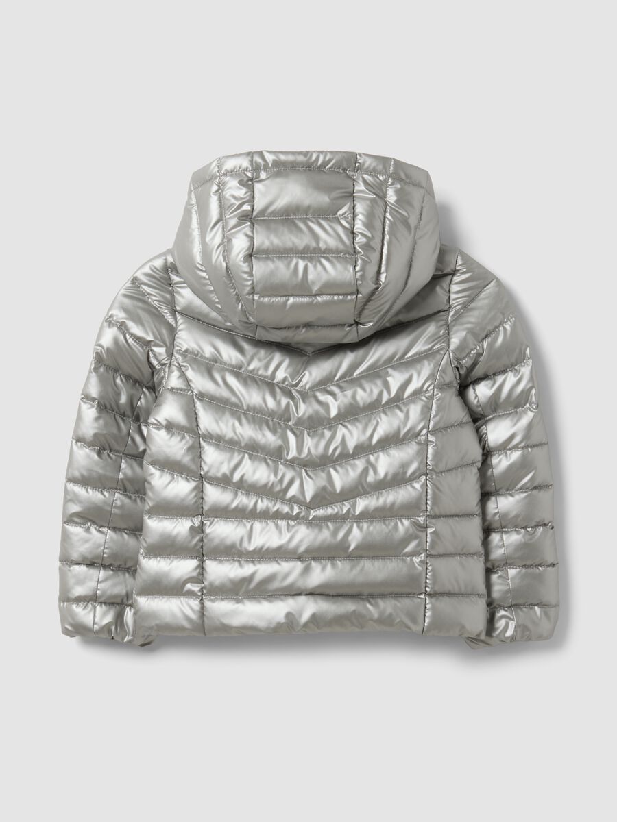Piumino Ultralight grigio con cappuccio e zip per bambina_1
