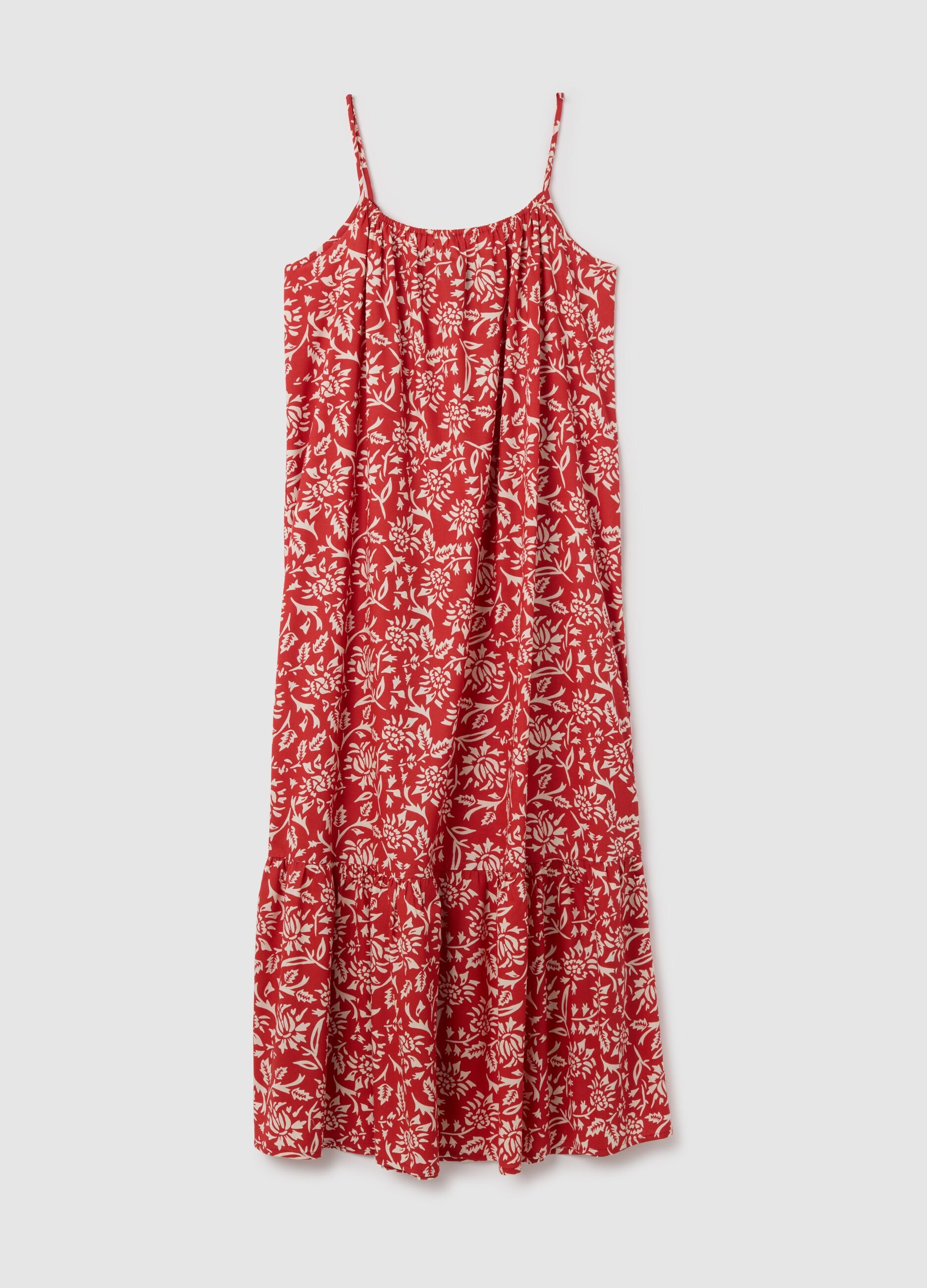 Women's long dress in multicoloured viscose wide fit