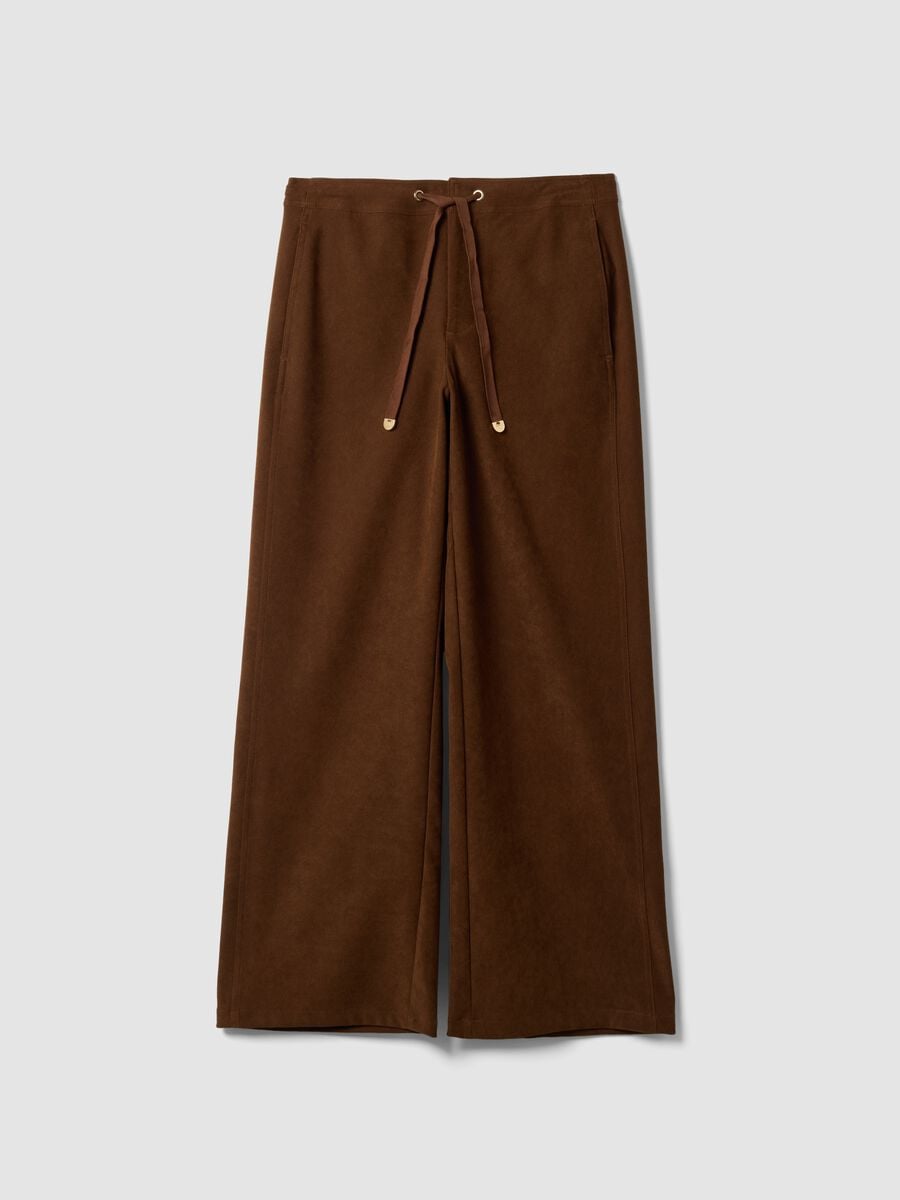 Brown stretch-fabric straight-fit trousers_4