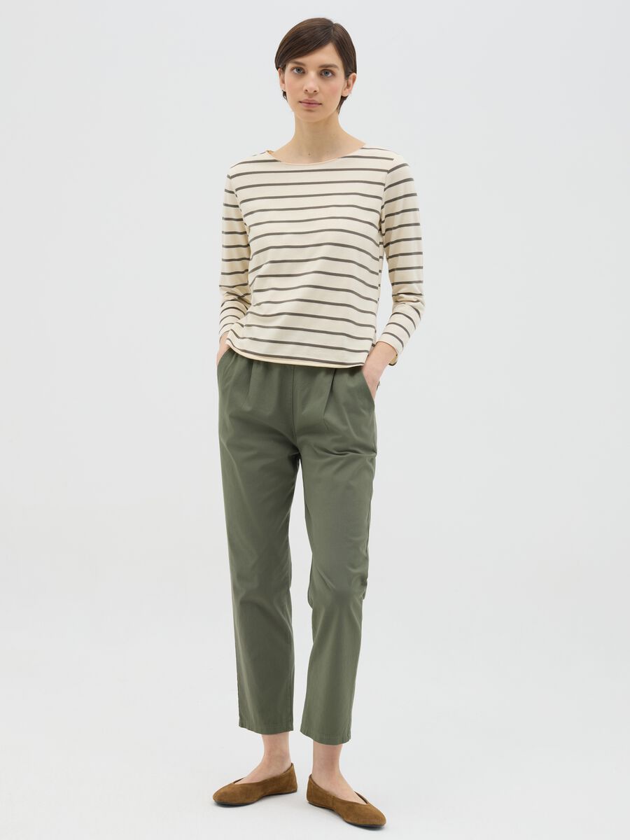 White and grey T-shirt in striped cotton_1