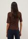 Brown stretch viscose t-shirt regular fit with boat neckline_3