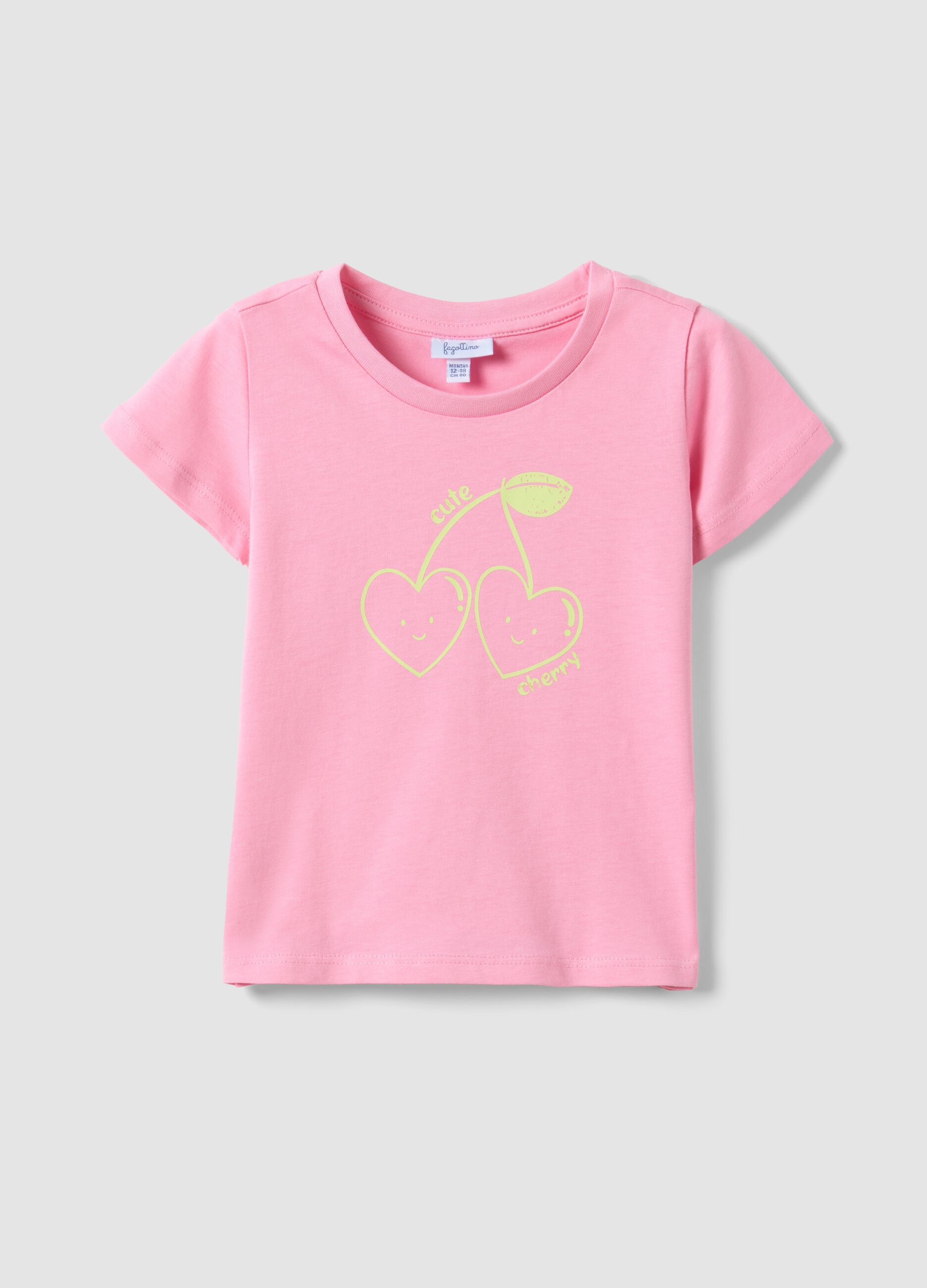 Girls' regular fit pink pure cotton T-shirt with print