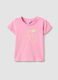 Girls' regular fit pink pure cotton T-shirt with print_0