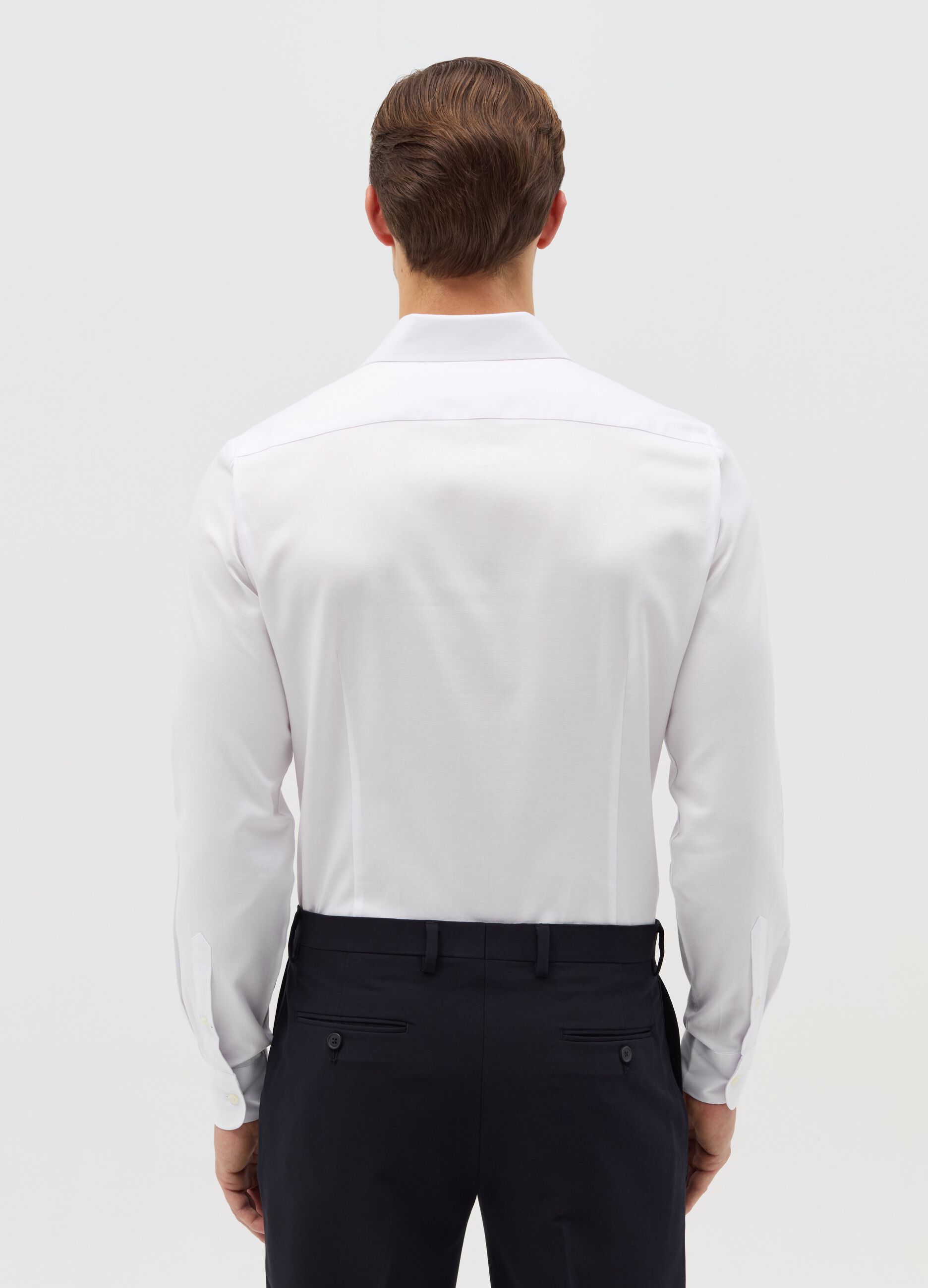 Camicia slim fit easy iron in cotone oxford bianco