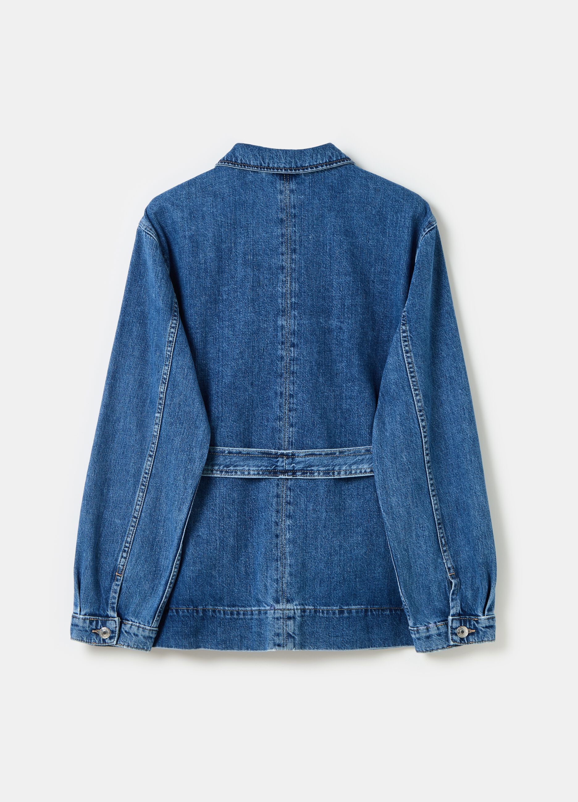 Shacket in denim con cintura