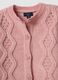 Pink crew-neck openwork knit cardigan_2