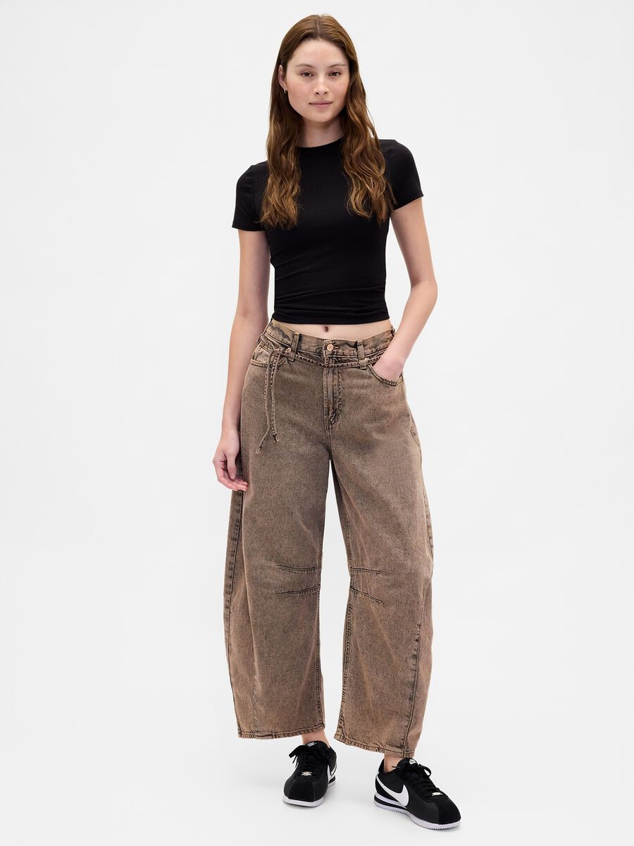 Brown wide-leg trousers in cotton and Lyocell_2