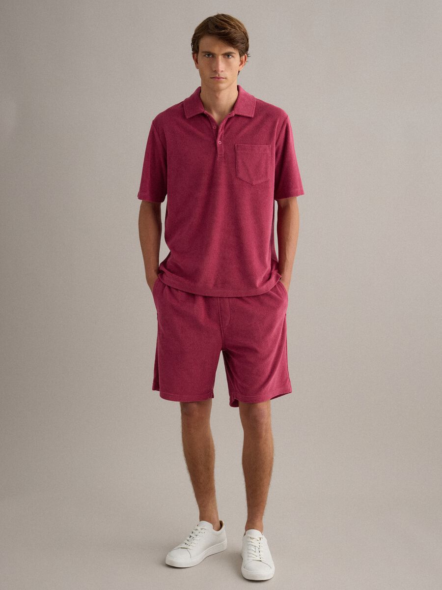 Polo rosa in misto cotone regular fit con taschino_2