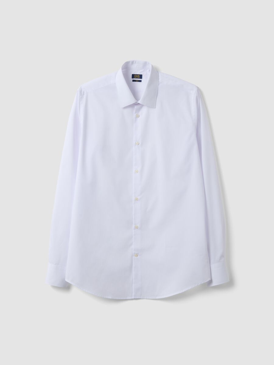 Camicia bianca slim fit con colletto classico easy iron_4