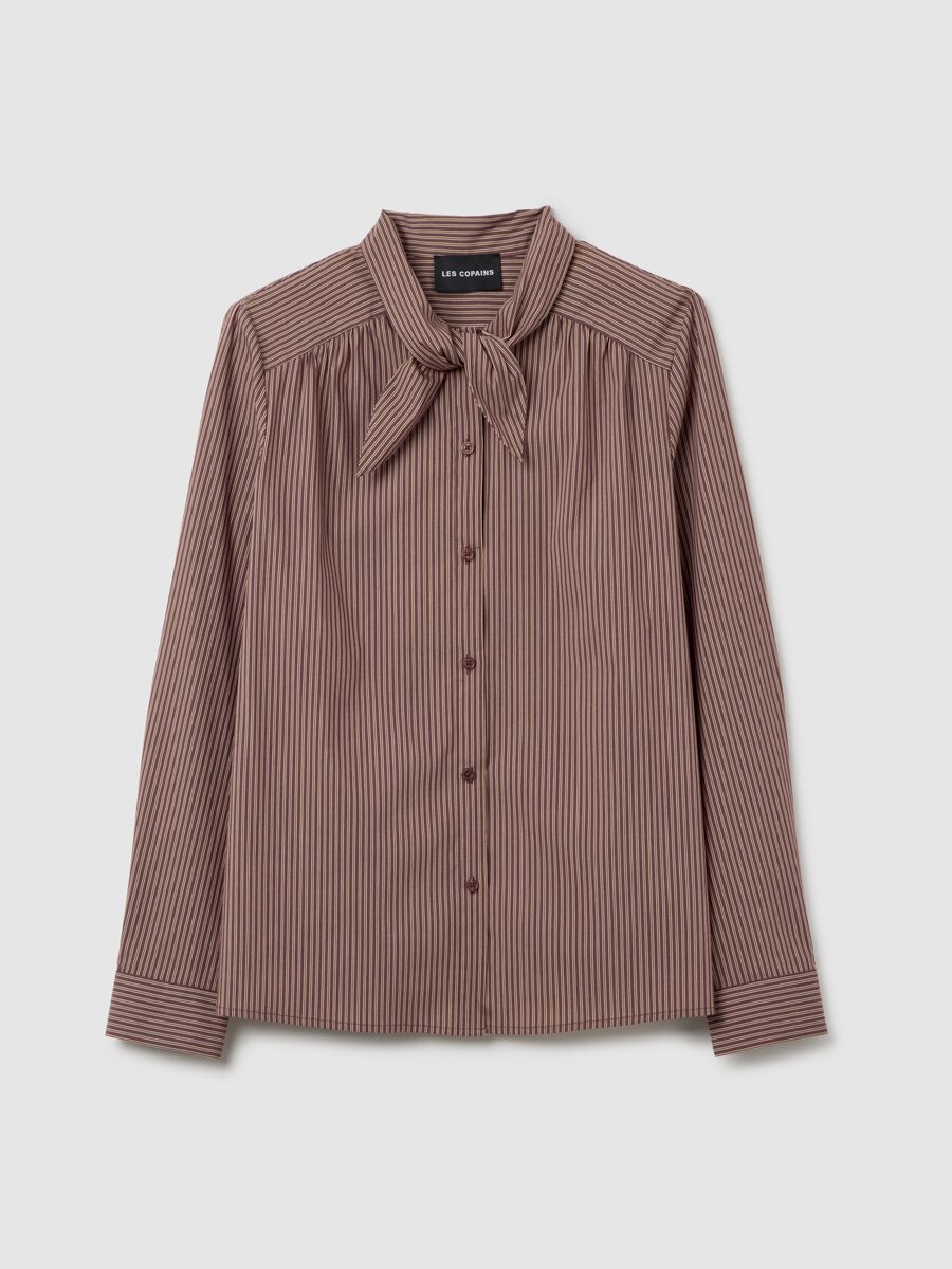 Brown striped cotton-blend shirt with oversized fit_4