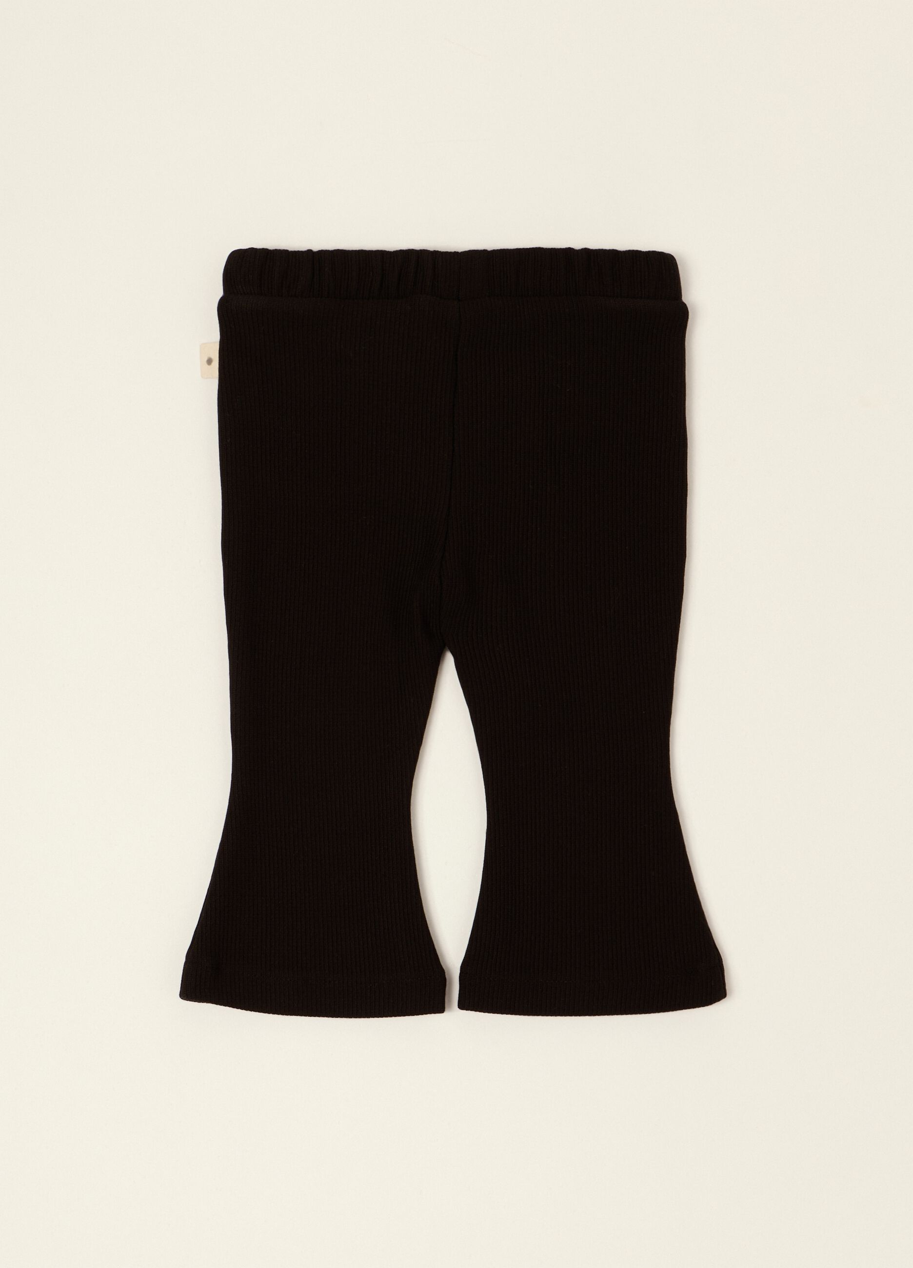 Baby girls' black flared trousers in stretch viscose