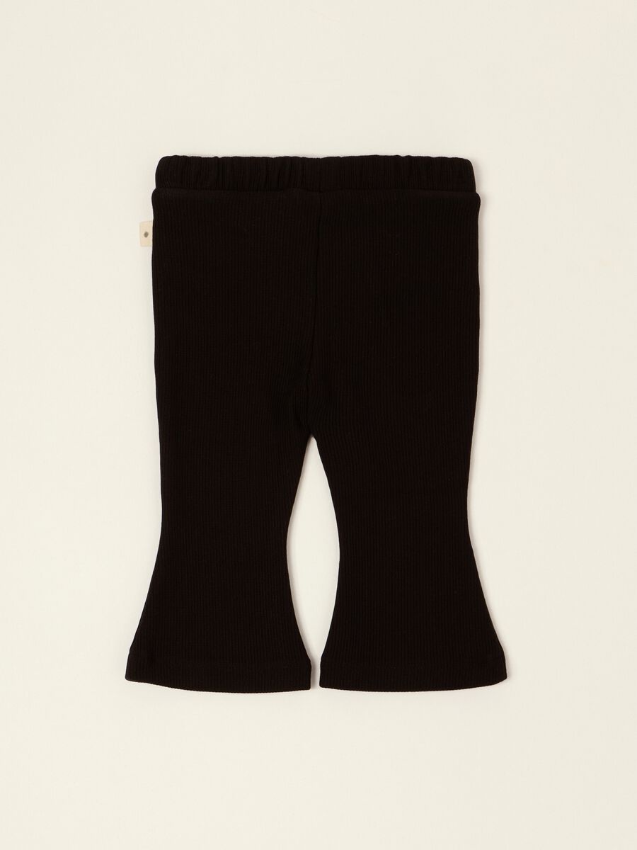Baby girls' black flared trousers in stretch viscose_2