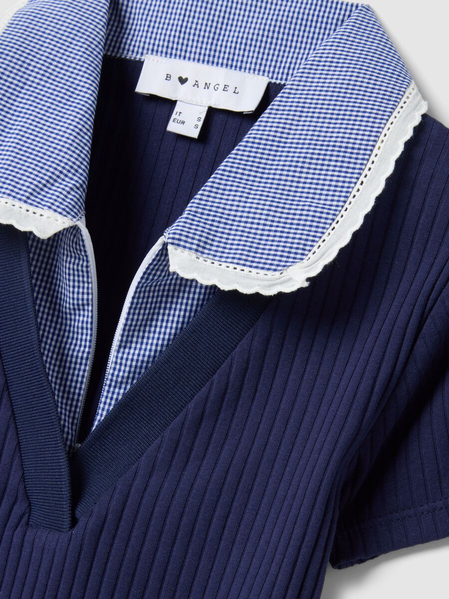 Multicoloured stretch cotton regular fit deep V polo_5