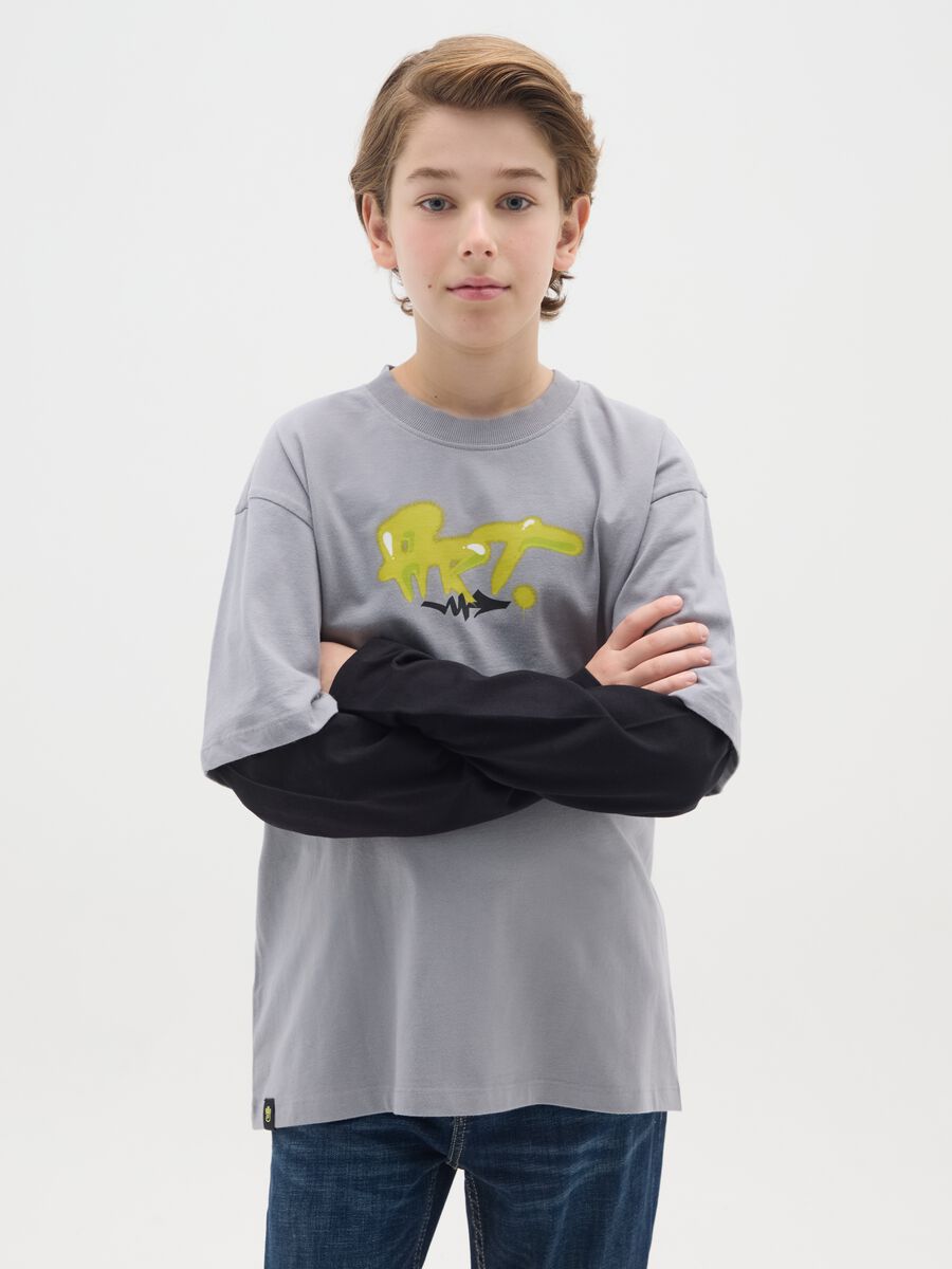 Maglia da ragazzo in puro cotone multicolor vestibilità over_0