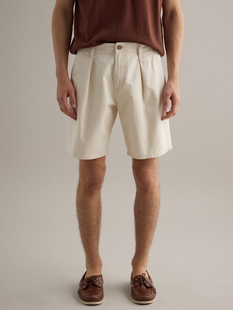 Beige pure cotton chino shorts, regular fit_1
