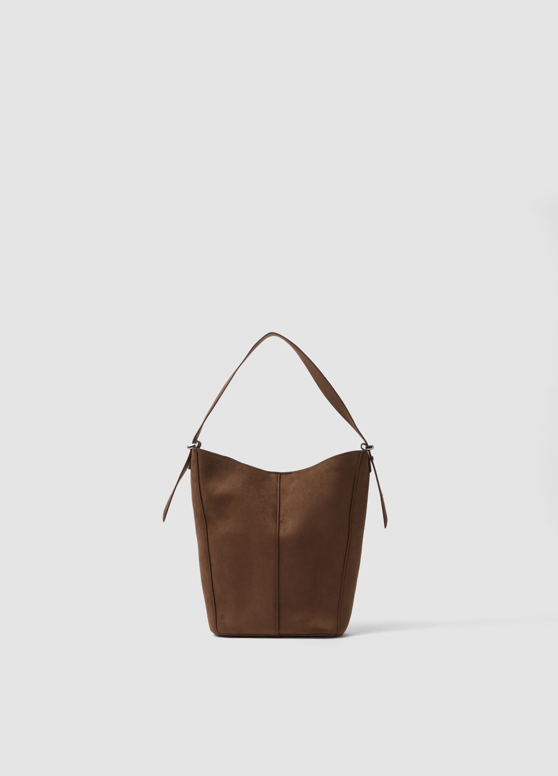 Brown stretch-fabric shoulder bag