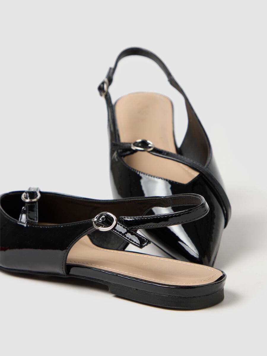 Black ballet flats in mixed materials Ovs_1