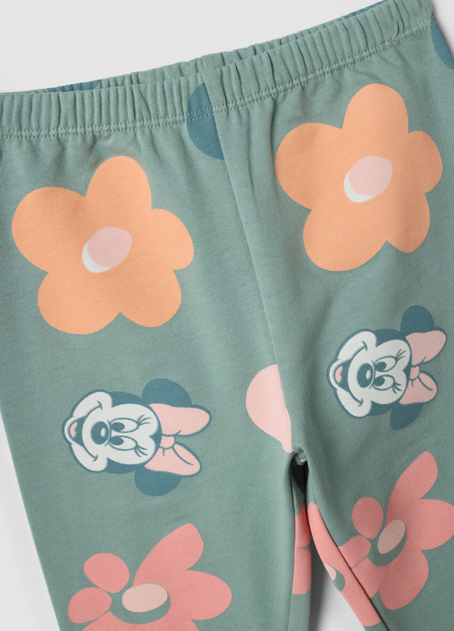 Pigiama verde in puro cotone organico con stampa Minnie