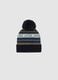 Multicolour kids' beanie with pompom and geometric pattern_0